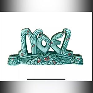 Lipper Mann NOEL Candle Holder Holly Leaf Berry Christmas Vintage Excellnt 1950s